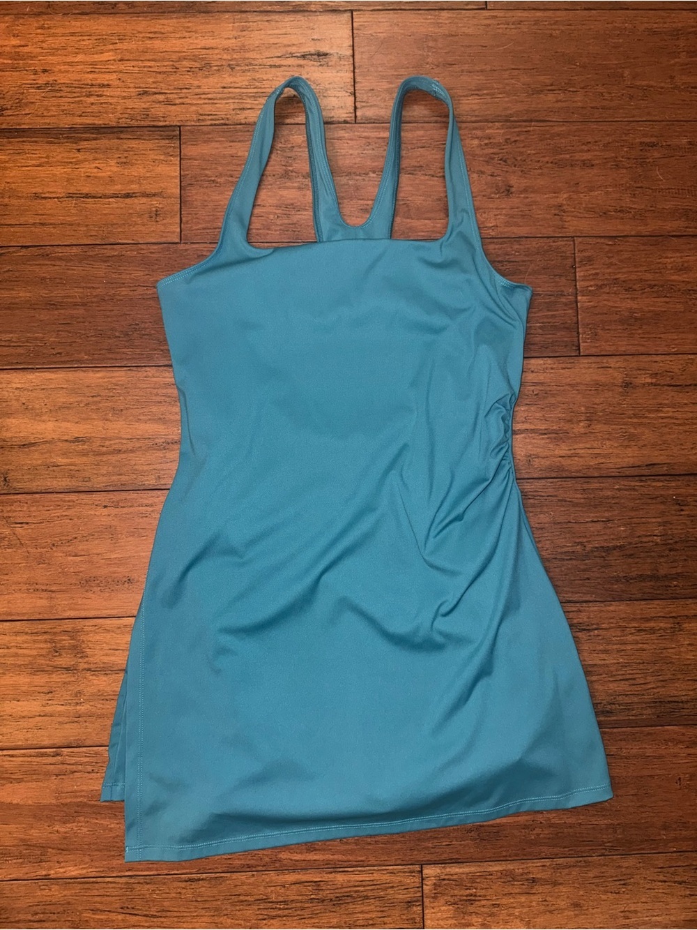 Women’s Teal Athletic Tennis Dress Built In Shorts Open Back Sleeveless Size M